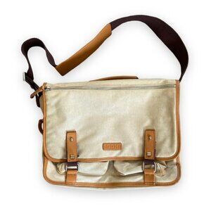 New BODHI laptop satchel messenger bag tan and brown